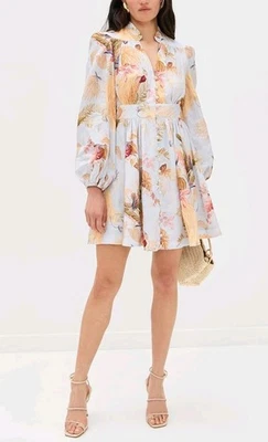 NEW Zimmermann Ascension Plunge Mini Dress Label Size 2 (US6) $688 - Image 1 of 4