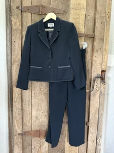 Kasper Giacca Donna Nero Blazer Tuta Tre Bottoni Con Pantalone Taglia 10P *Leggi Descrizione - Foto 1 di 17