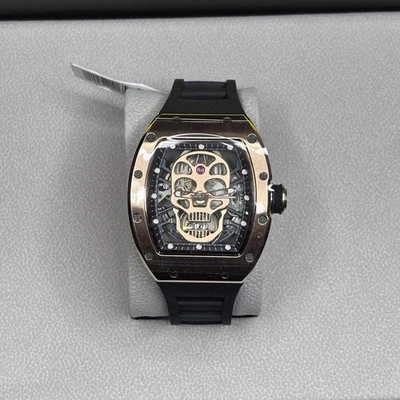 全新带盒 $489 Invicta S1 Rally Skull 自动骨架手表 49024 黑色 — 第 1/4 张图片