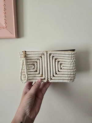 Vintage MCM 1940's Telephone Phone Cord Coil Cream White Purse Clutch HandBag - Image 1 of 4