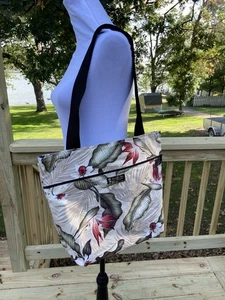 Island Aloha Wear Reversible Large Shoulder Tote Bag w/ Zip Pockets Floral 14x16 - Picture 1 of 14