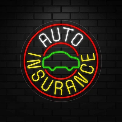 Auto Insurance Sign for Business Displays | LED Flex Neon | 26"W x 26"H x 1"D - Image 1 of 4