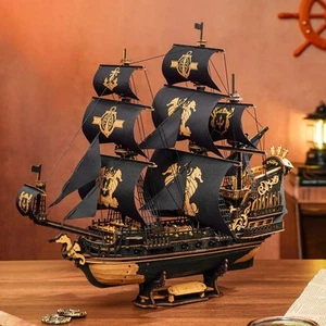 ROKR 3D Wooden Puzzle The Seahorse Barque DIY Ship Model Toys Kits Boys Gift - Picture 1 of 15