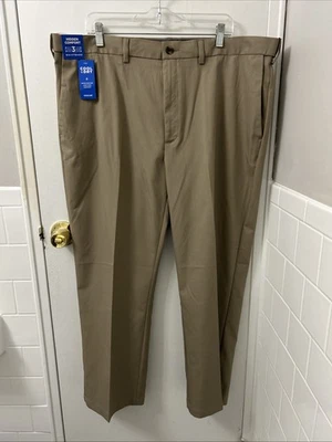 Pantalones Haggar Cool Right Para Hombre Talla 42x29 Tostado Rendimiento Flex Caqui Calce Clásico YKK Foto 1 de 4
