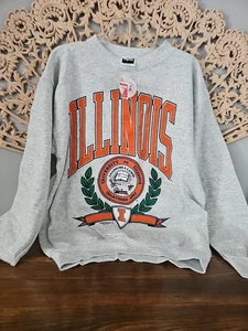 NWT 90s Vintage University Of Illinois Sweatshirt Crewneck XL Tultex USA Unisex  - Picture 1 of 7