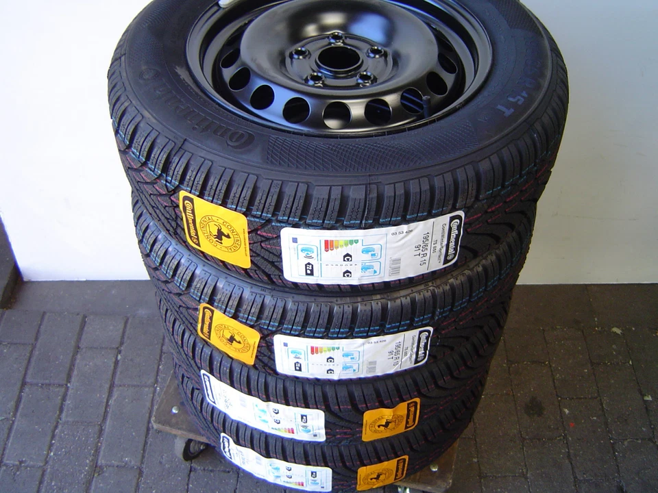 Winterräder auf Stahlfelgen Continental TS870 195/65R15 VW Golf V / VI , Caddy - Bild 1 von 1