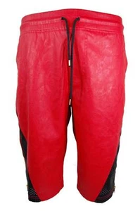 Mens Smoke Rise PU Faux Leather Shorts Zipper Mesh Accent Front Pockets M-XL - Picture 1 of 15