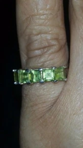 Damenring 5 Prinzessschliff Peridot Silber 6,75 - Bild 1 von 2