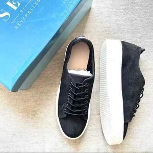 NWT Seychelles Poetic Leather Suede Platform Sneakers in Black 9.5 - Picture 1 of 6