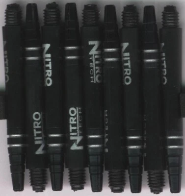 NitroTech Black Medium Polcarbonate/Aluminum Top Dart Shafts: 1 set of 3 - Image 1 of 4