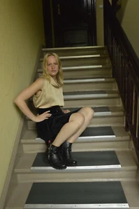 Gonna Clarissa Velluto Nero 70er Vero Vintage Gonna Vita Alta Donne Velvet Black - Foto 1 di 9