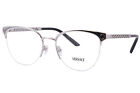 Versace VE1297 1000 Eyeglasses Women's Silver Semi Rim Cat Eye 53mm