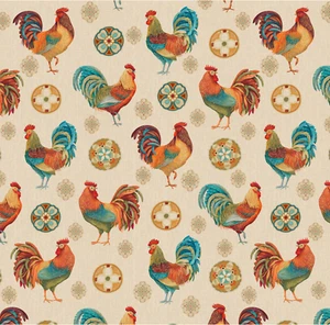 1/2 M French Roosters Chicken Hens Farm Country Animals Sewing Quilting Fabric - Picture 1 of 8