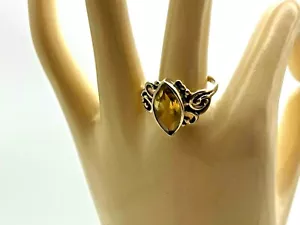925 Sterling Silver Vintage Ring Citrine look Stone Size M1/2 2.40g - Picture 1 of 8
