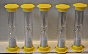 Sand Timer Hourglass (PVC) Timer 2 Min +/- Game Replacement Color Yellow Set 5 - Picture 1 of 1