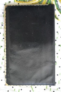 VINTAGE AÑOS 50 Cartera de Cuero Negro LAMINADA DORADA Borde - Imagen 1 de 8