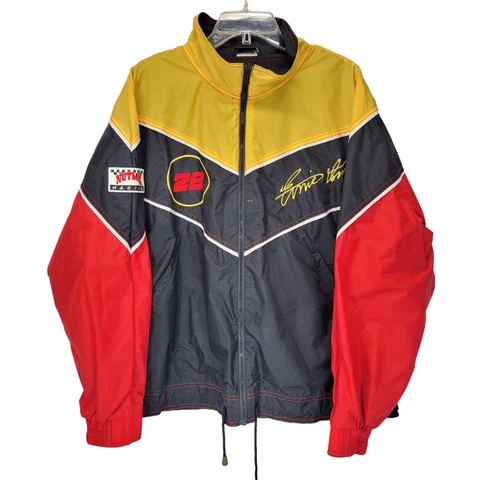 Vintage 90s Nascar Texaco Havoline Ernie Irvan Racing Jacket Retro Yellow Red Cover