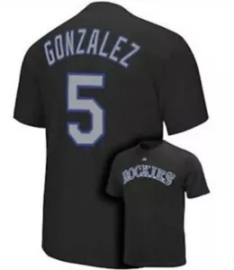 Majestic Youth Colorado Rockies Carlos Gonzalez Name & Number Shirt-Black, XL 18 - Picture 1 of 9