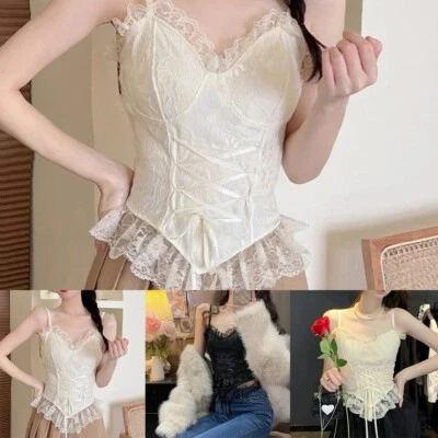 Modern Womens Lace Corset Top with Spaghetti Straps Great for Weekend Getaways - Image 1 of 4