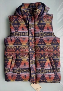 Size M WOVEN FABRIC WOOL BLEND PADDED WARM GILET w/ Removable Hood. - Picture 1 of 7