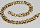 9Ct Yellow Gold On Silver Ladies Cuban Curb Bracelet   75 Inch