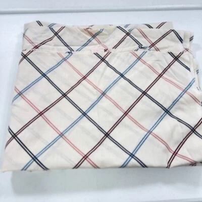 Sábana plana vintage pequot beige rojo cuadros mezcla algodón y2k años 90 80 Foto 1 de 4