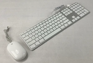 Apple A1243 White Aluminum USB Wired Keyboard and Apple A1152 Wired Mouse Tested - Picture 1 of 14