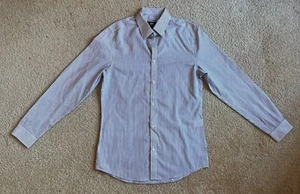 NWT H&M Easy Iron Slim Button Up Dress Shirt Olive Green White Stripe Men Size S - Picture 1 of 4