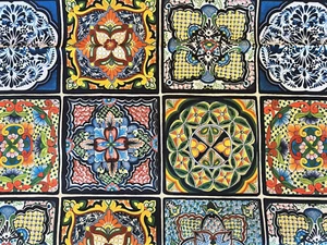 Elizabeths Studio Royal Mexican Tile Cotton Quilting Sewing Fabric 81 Squares - Picture 1 of 4