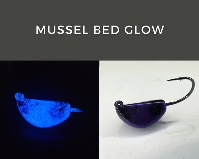 HURST TACKLE SUPPLY 5pk Tog Jigs / Sheepshead Jigs, Tautog, Porgy, banana, Mussel Bed Glow 1/8oz-3oz