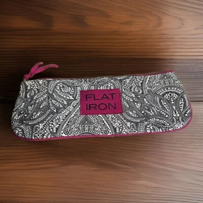 Estojo de ferro plano rosa com zíper Once Upon A Rose bolsa de maquiagem estojo de ferro ondulado - Imagem 1 de 4