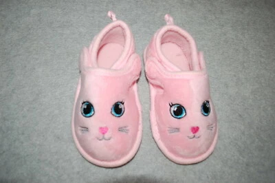 Baby Toddler Girls PINK BUNNY SLIPPERS Rubber Sole SIZE 5-6 7-8 9-10 - Image 1 of 2