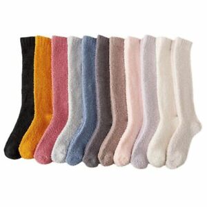 Pure Color Winter Warm Fluffy Cosy Bed Floor Coral Velvet Socks Sleep Socks