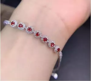 5Ct Round Red Ruby Lab-Created Womens Beauty Bolo Bracelet 14K White Gold Finish - Picture 1 of 6