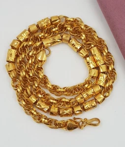 Handmade Gold Chain 22K Necklace Men Round Byzantine Design Royal Look Chain - Picture 1 of 11