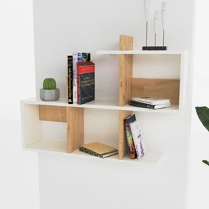 Mensola A Parete Design Moderno 97x20x60H Bianco E Rovere Lagomood Effetto Legno - Foto 1 di 5