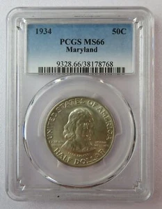 1934 - medio dólar conmemorativo de Maryland - PCGS como nuevo 66 - Imagen 1 de 4