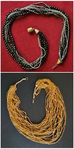 2 XXL Vintage Halskette Mehrsträngig Festival Collier 80er Hingucker - Bild 1 von 10