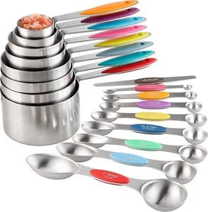 Magnetic Double-Sided Measuring Spoons & 8 Stackable Cups - Space-Saving Design - Picture 1 of 8