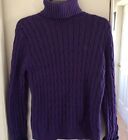 Purple Ralph Lauren Chaps Woman Cable Knit  Turtleneck Pullover Sweater Size L