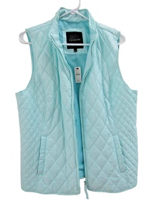 TALBOTS AQUA QUILTED PUFFER VEST SZ L NWT - Picture 1 of 4