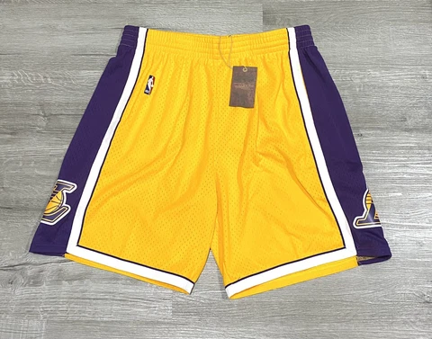 Mitchell & Ness LA Lakers NBA Authentic Swingman Yellow Mesh Shorts Mens 2XL NEW Cover