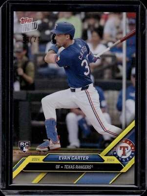 2024 Topps Now Road to Opening Day Evan Carter GOLD #18/24 Rangers RC - Image 1 of 2