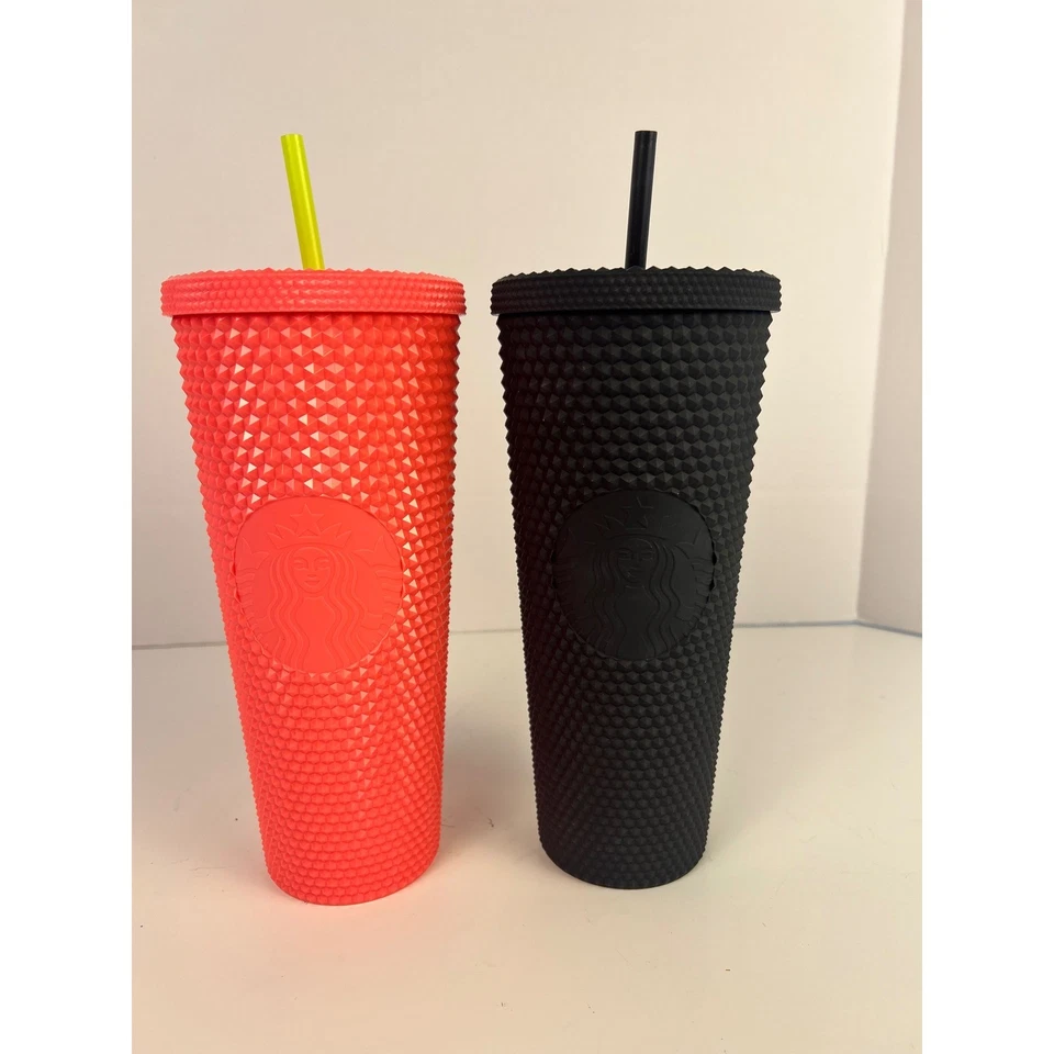 Starbucks Juego de Vasos Tachonados 24 OZ, Rosa y Negro, Edición Limitada Taza Fría Foto 1 de 4