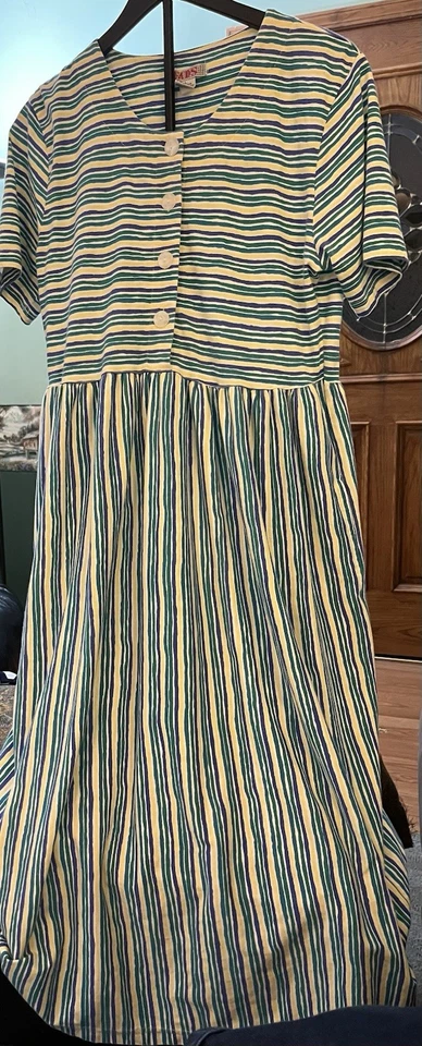 Maxi Vestido Vintage FADS Mezcla Algodón Talla Grande Bolsillos Foto 1 de 4