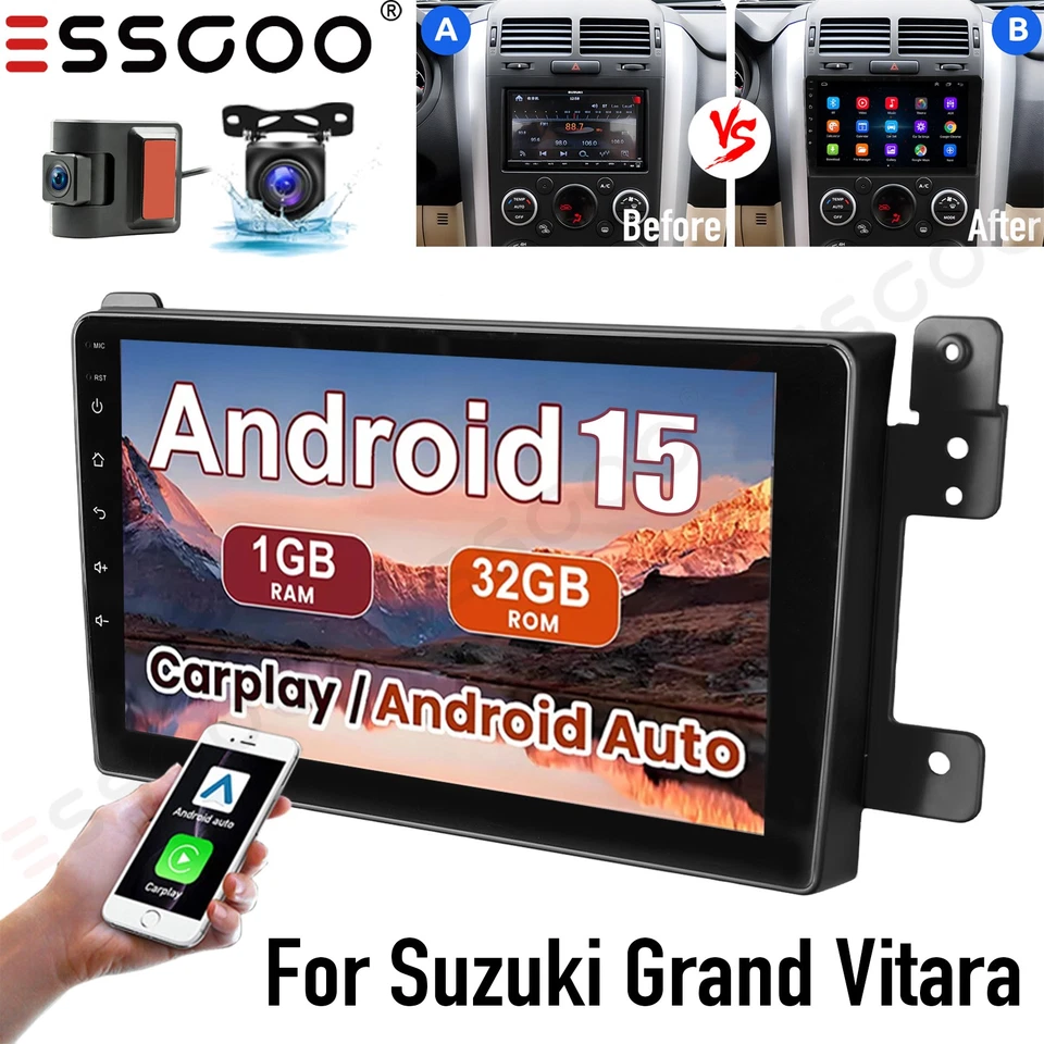 DVR&AHD Android 15 Car Stereo Radio BT Carplay For 2005-2015 Suzuki Grand Vitara - Image 1 of 4