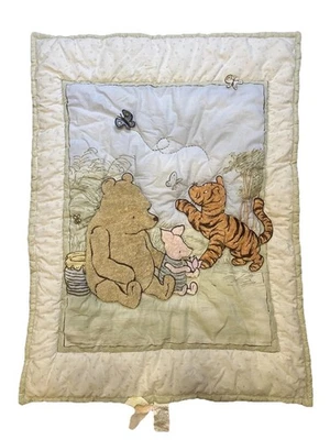 Vintage Winnie the Pooh Crib Comforter Blanket Tigger Piglet Butterfly Baby EUC - Image 1 of 4