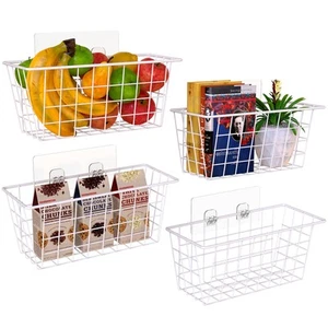 Wall Wire Baskets Adhesive Basket Hanging Kitchen Baskets No Drilling for Cab... - Picture 1 of 8