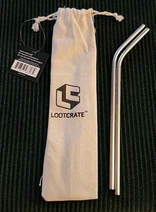 Loot Crate Metal Straw Set - Set of 2 Straws - New not used - Picture 1 of 4