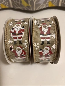 Santa Clause Snowflakes Wire Ribbon Celebrate It Christmas 1.5in x 30ft Set 2 - Picture 1 of 2